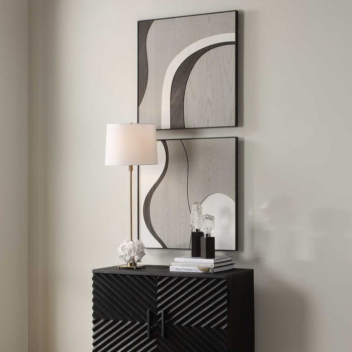 American Home Furniture Uttermost Joel Modern Wood Wall Art Set of 2