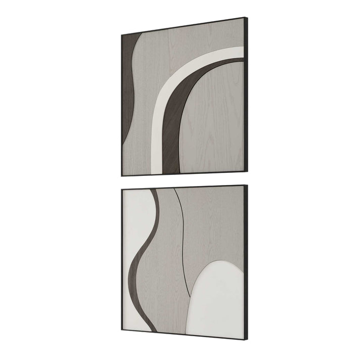 American Home Furniture Uttermost Joel Modern Wood Wall Art Set of 2