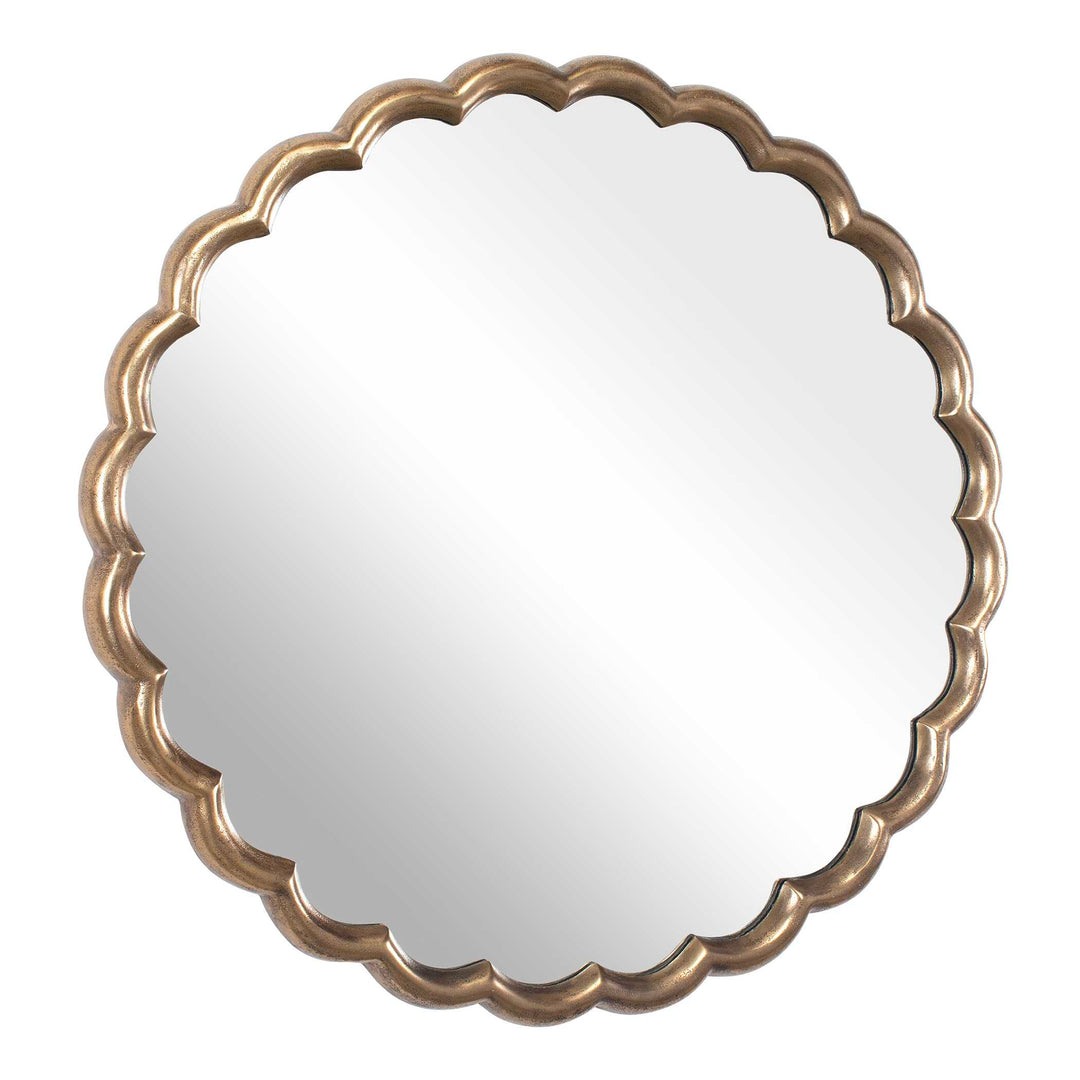 American Home Furniture Uttermost Cerrito Antique Brass Round Mirror