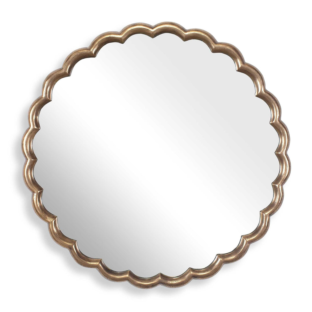 Cerrito Antique Brass Round Mirror - AmericanHomeFurniture