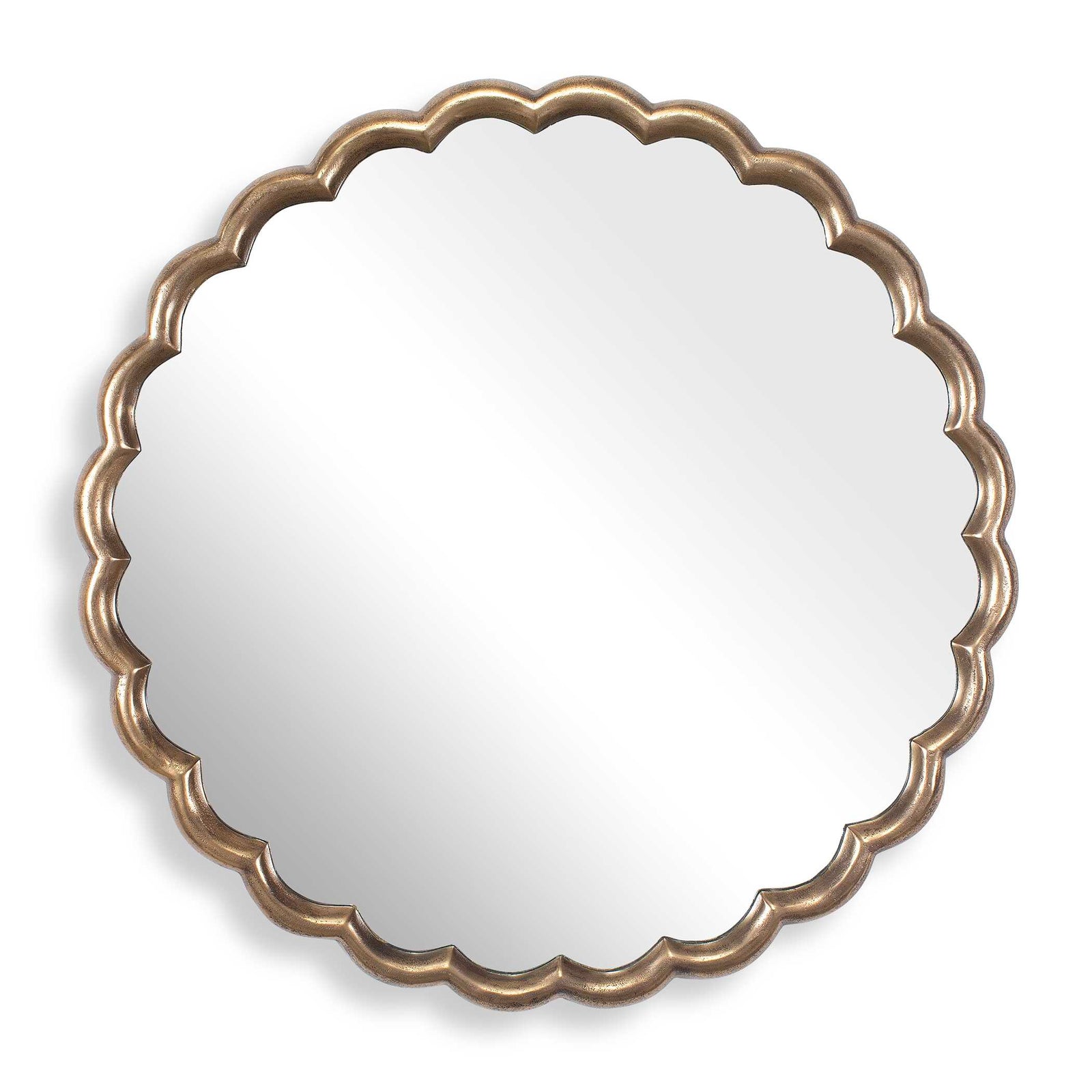 American Home Furniture Uttermost Cerrito Antique Brass Round Mirror