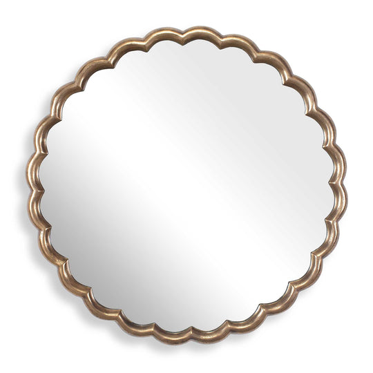 American Home Furniture Uttermost Cerrito Antique Brass Round Mirror