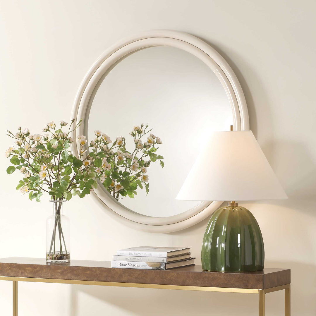 American Home Furniture Uttermost Florian Warm White Round Mirror