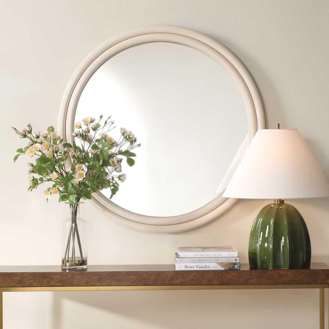 American Home Furniture Uttermost Florian Warm White Round Mirror
