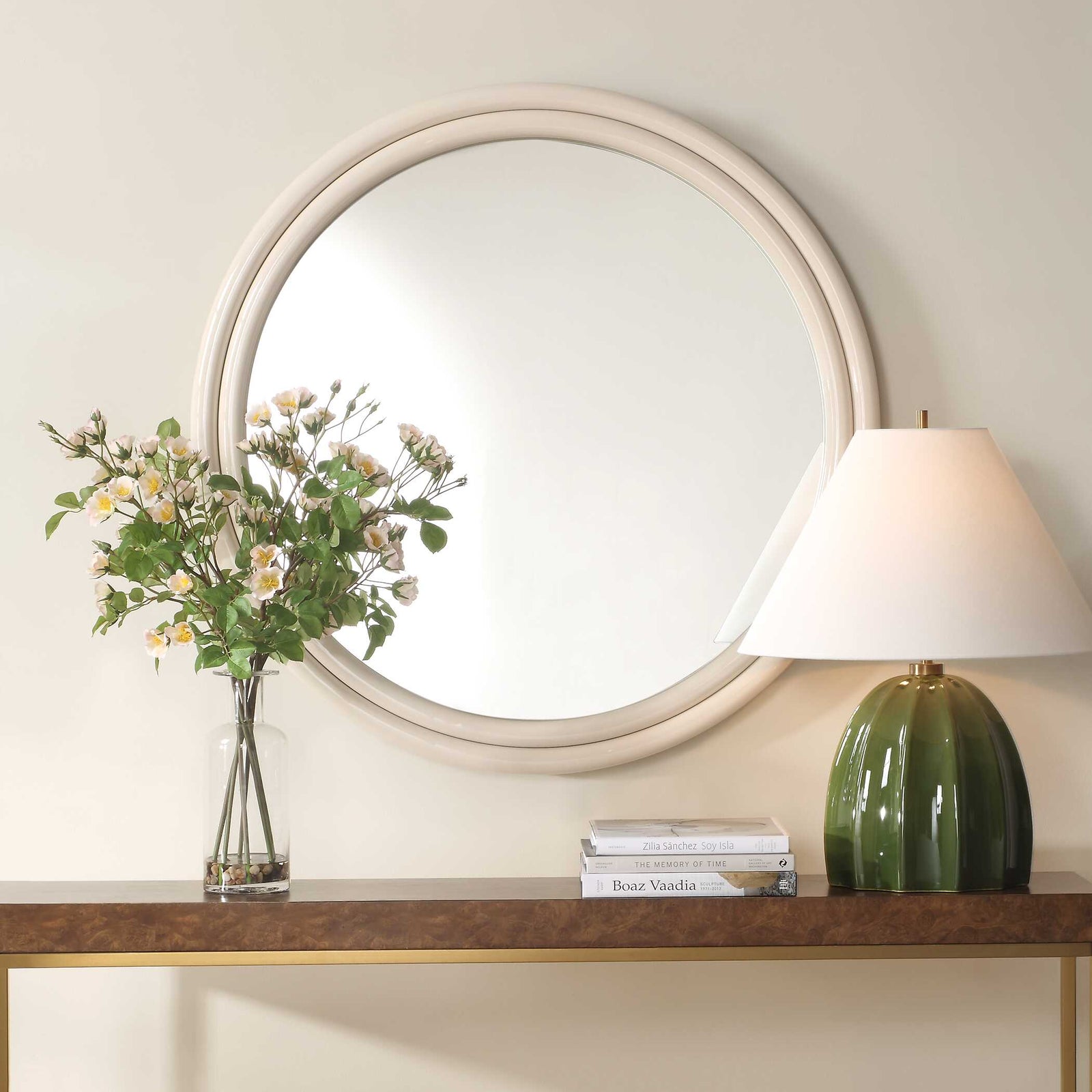 American Home Furniture Uttermost Florian Warm White Round Mirror