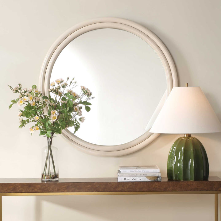 American Home Furniture Uttermost Florian Warm White Round Mirror