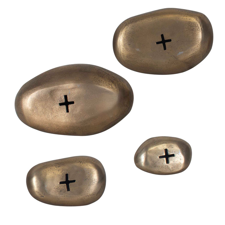 American Home Furniture Uttermost Set In Stone Brass Outdoor Wall Art Set of 4