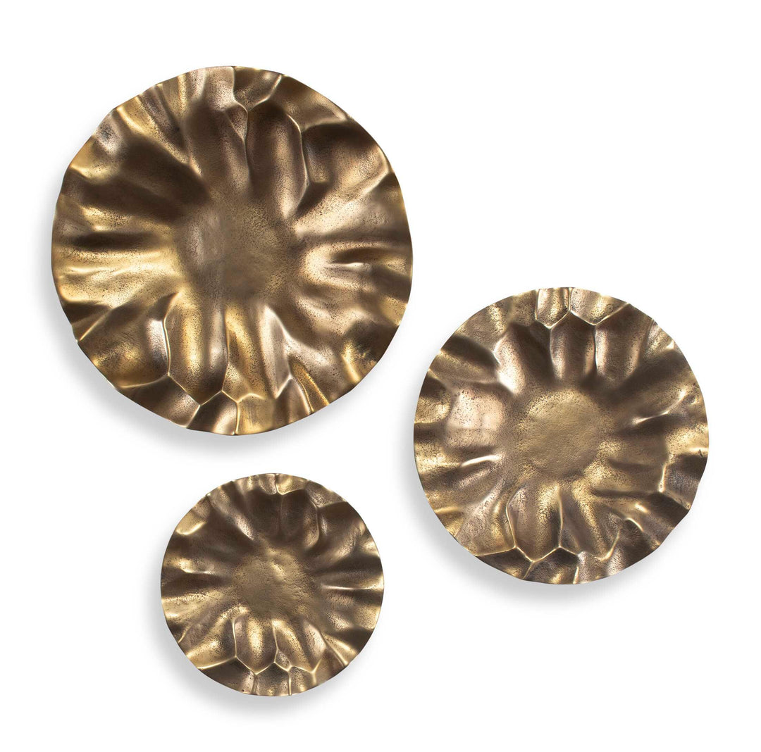 Peonia Outdoor Gold Wall Art - Set of 3 - AmericanHomeFurniture