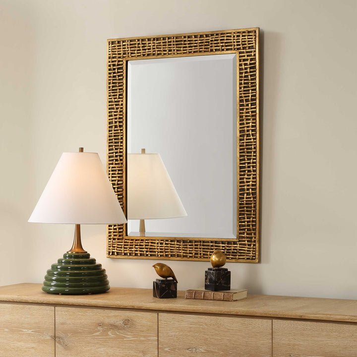 Woven in Time Gold Mirror