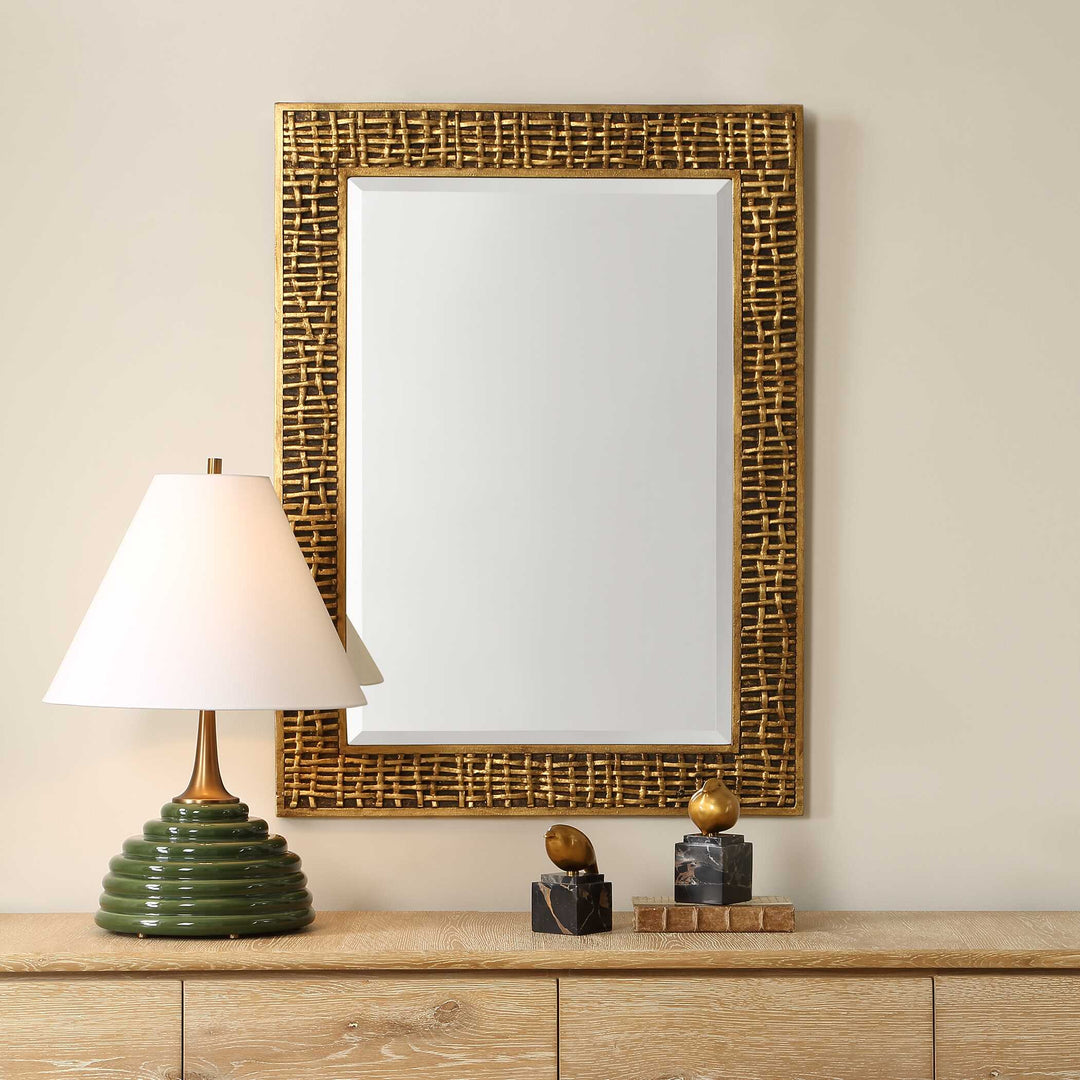 Woven in Time Gold Mirror