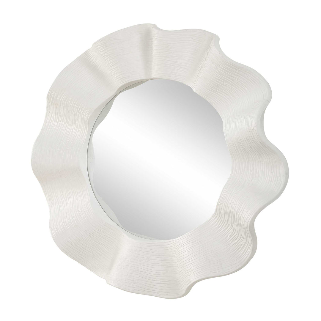 Wave Length Round White Mirror