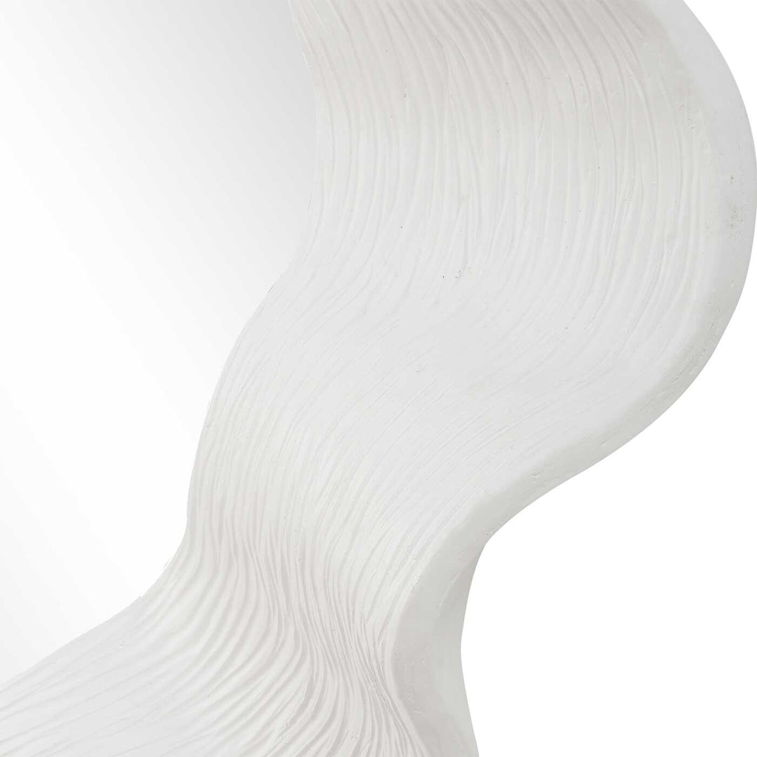 Wave Length Round White Mirror