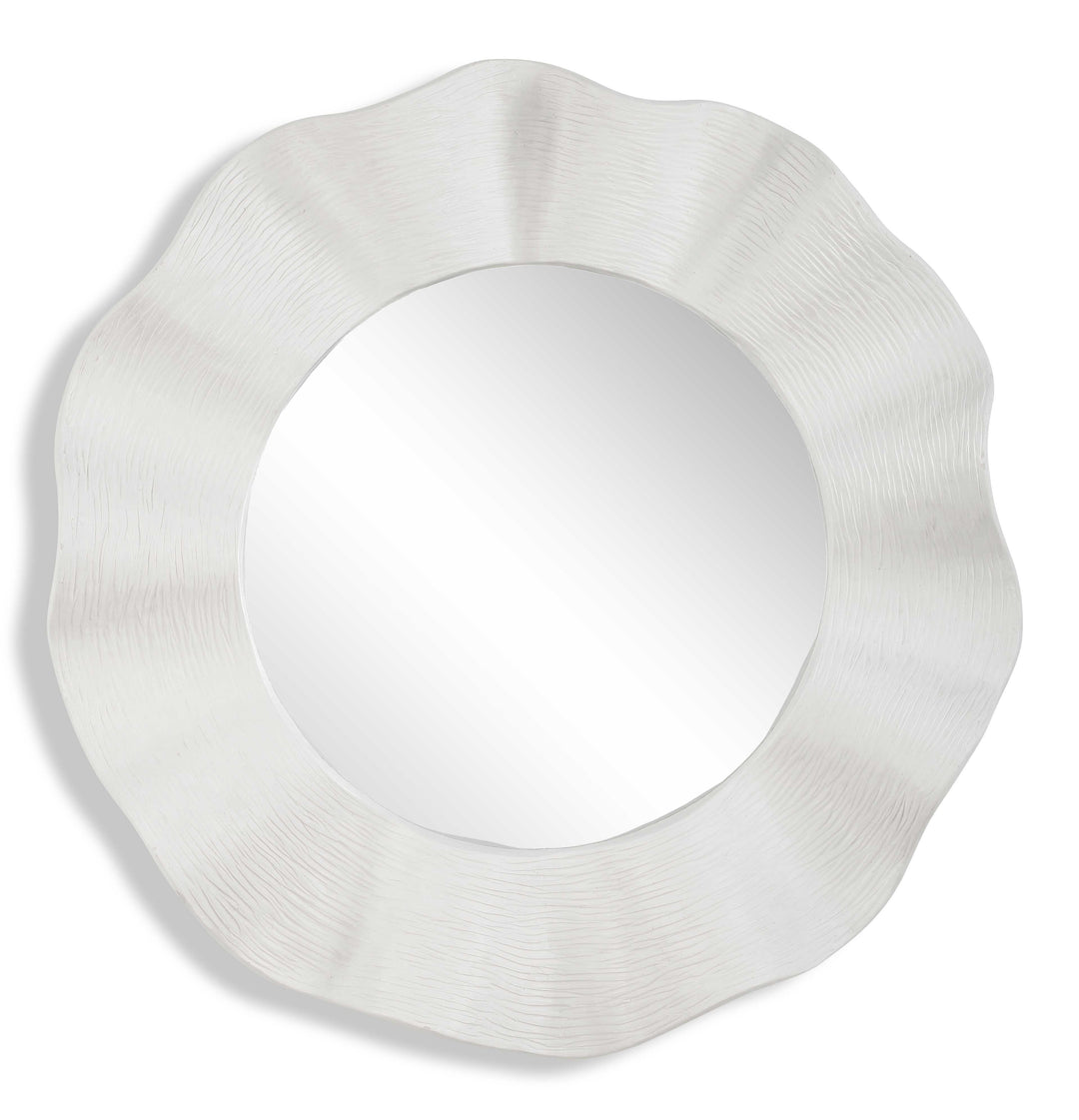 Wave Length Round White Mirror