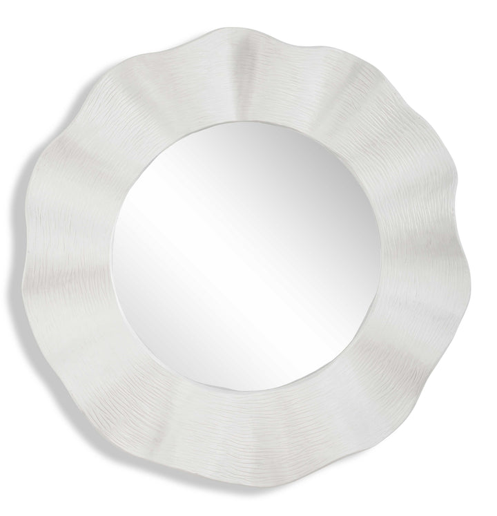 Wave Length Round White Mirror