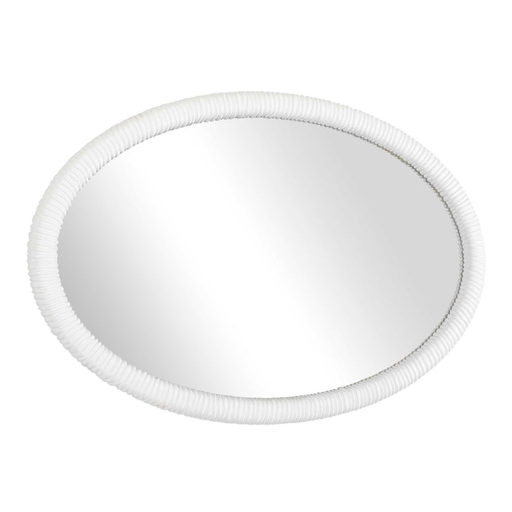 Bali White Ribbed Oval Mirror