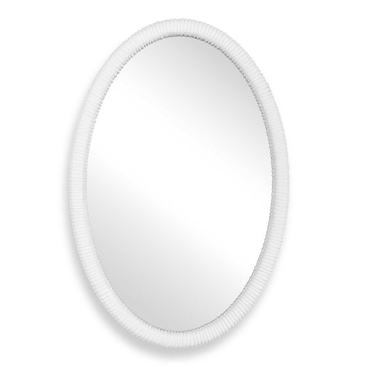 Bali White Ribbed Oval Mirror