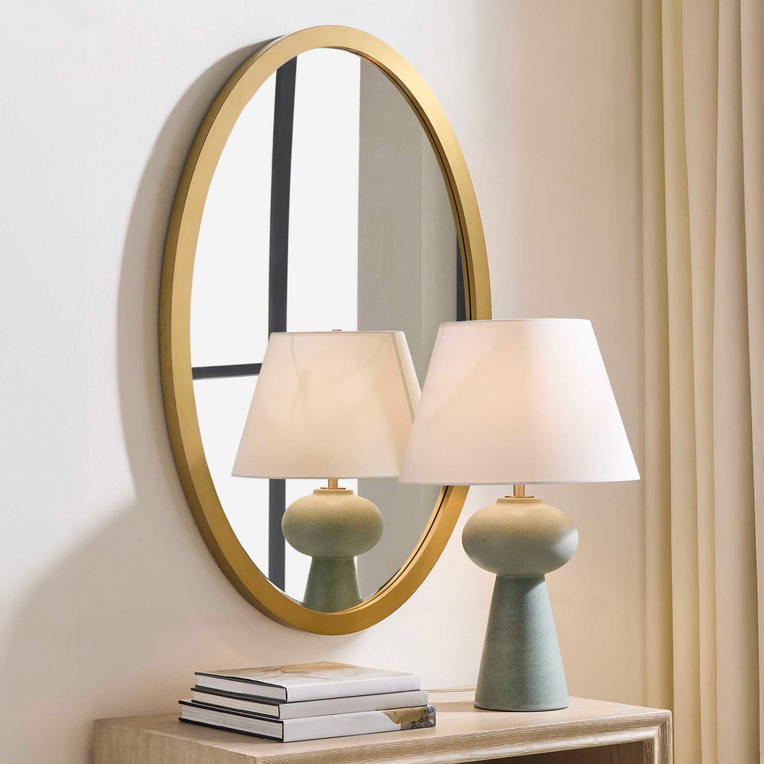 Elstree Antique Brass Oval Mirror