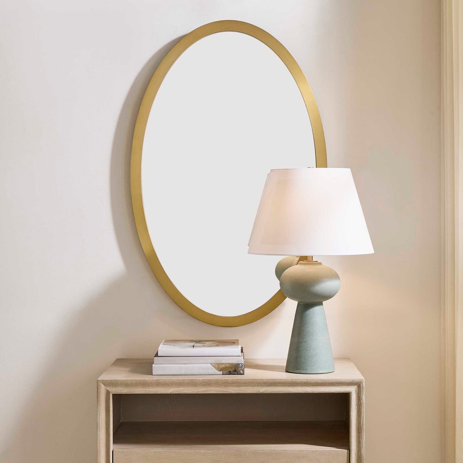 Elstree Antique Brass Oval Mirror