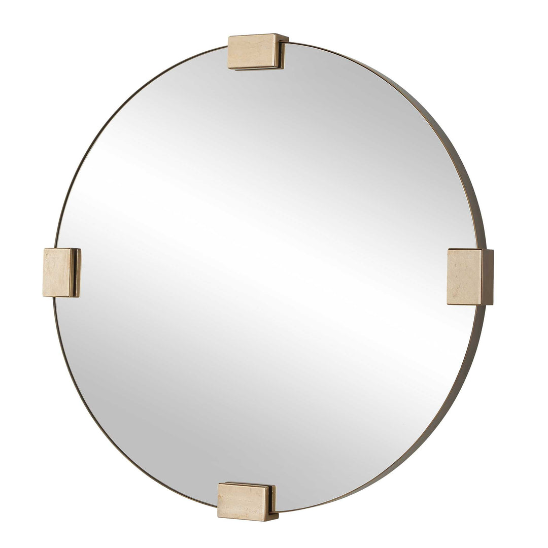 Russo Travertine Round Mirror