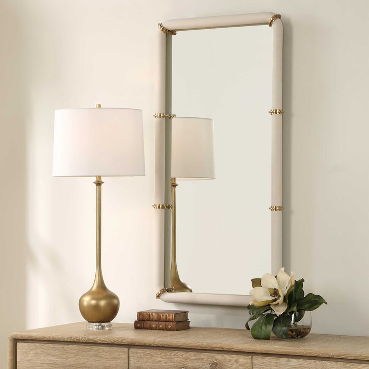 Cyprus White Leather Mirror