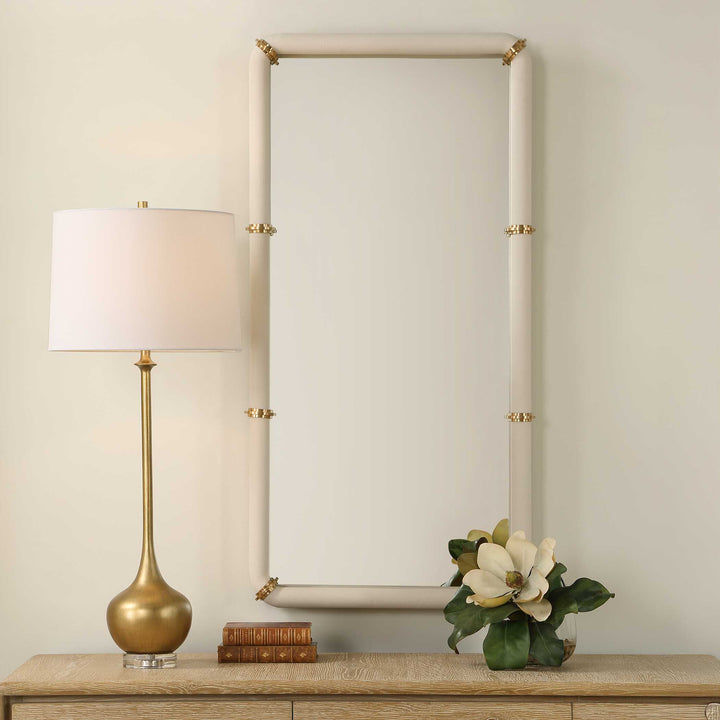 Cyprus White Leather Mirror