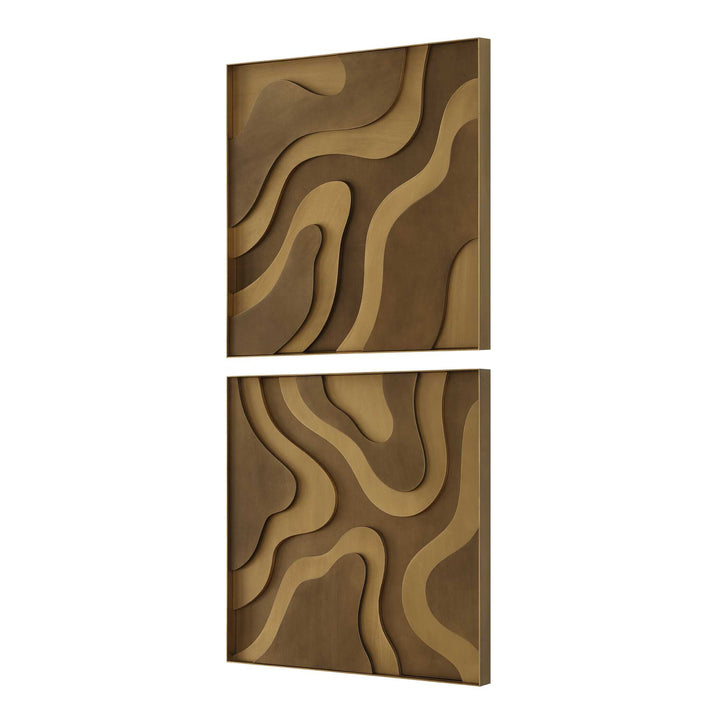 Golden Terrain Wooden Wall Decor Set of 2