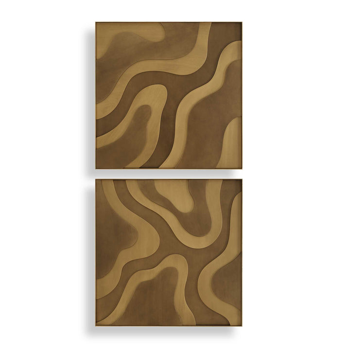 Golden Terrain Wooden Wall Decor Set of 2