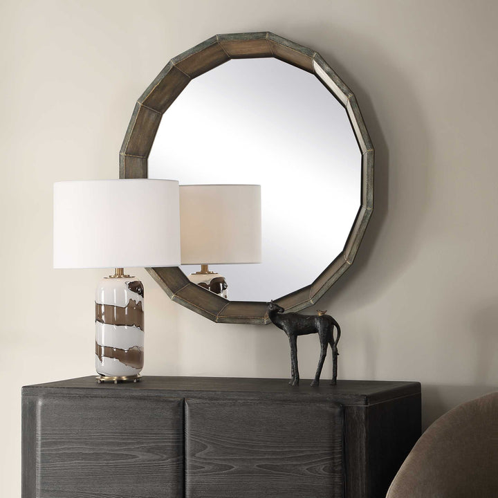 Neve Bronze Round Mirror