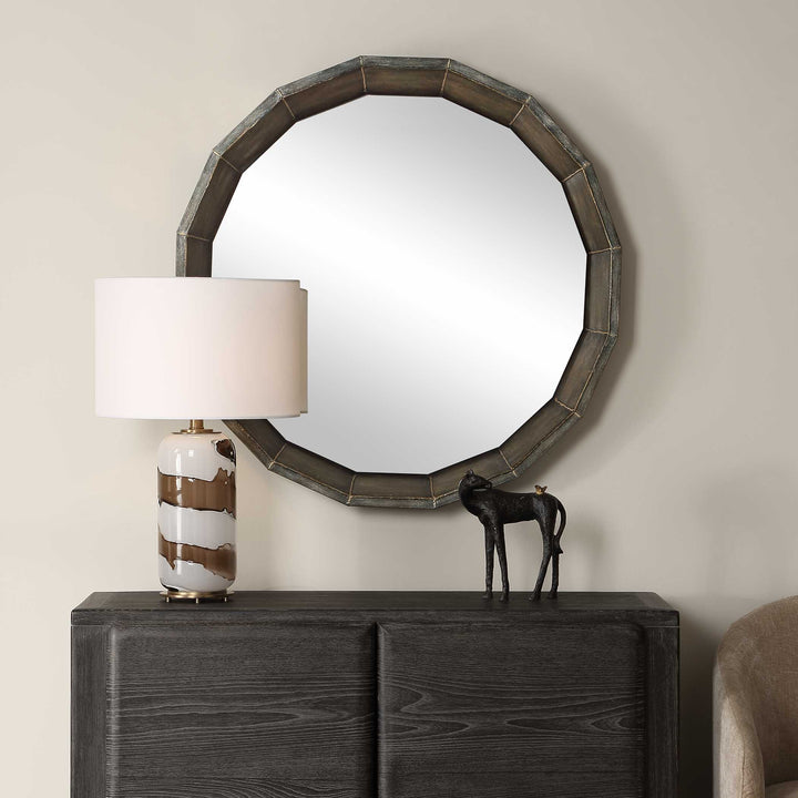 Neve Bronze Round Mirror