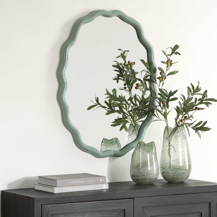 Isly Robin'S Egg Blue Oval Mirror