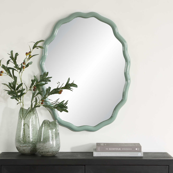 Isly Robin'S Egg Blue Oval Mirror