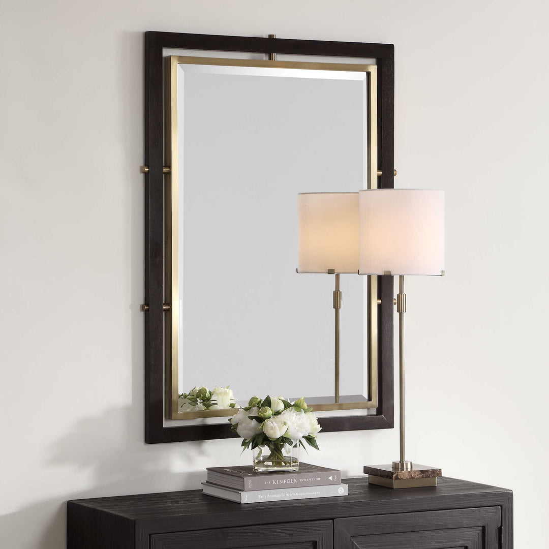 Bach Walnut & Brass Rectangle Mirror