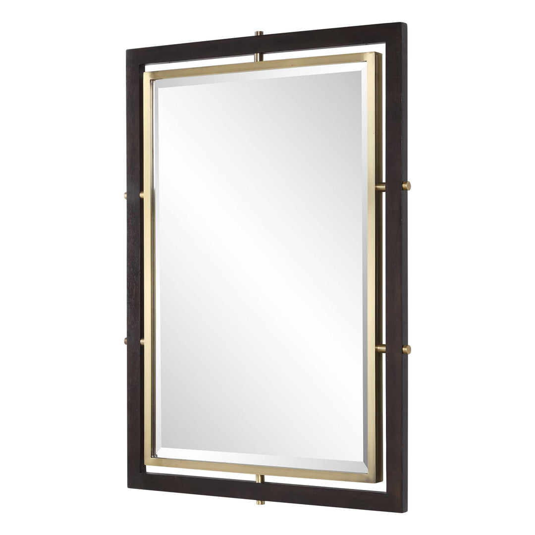 Bach Walnut & Brass Rectangle Mirror