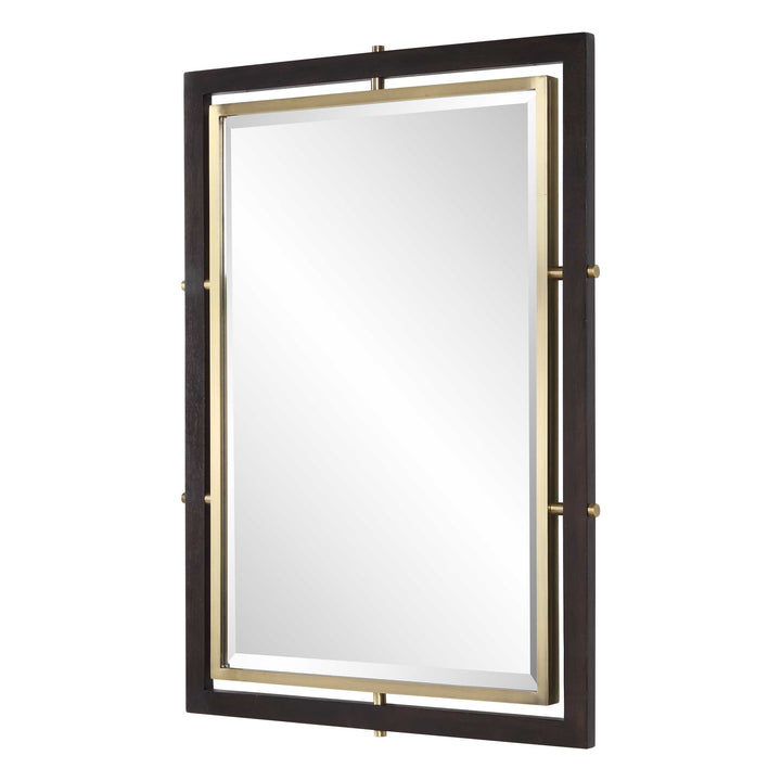 Bach Walnut & Brass Rectangle Mirror