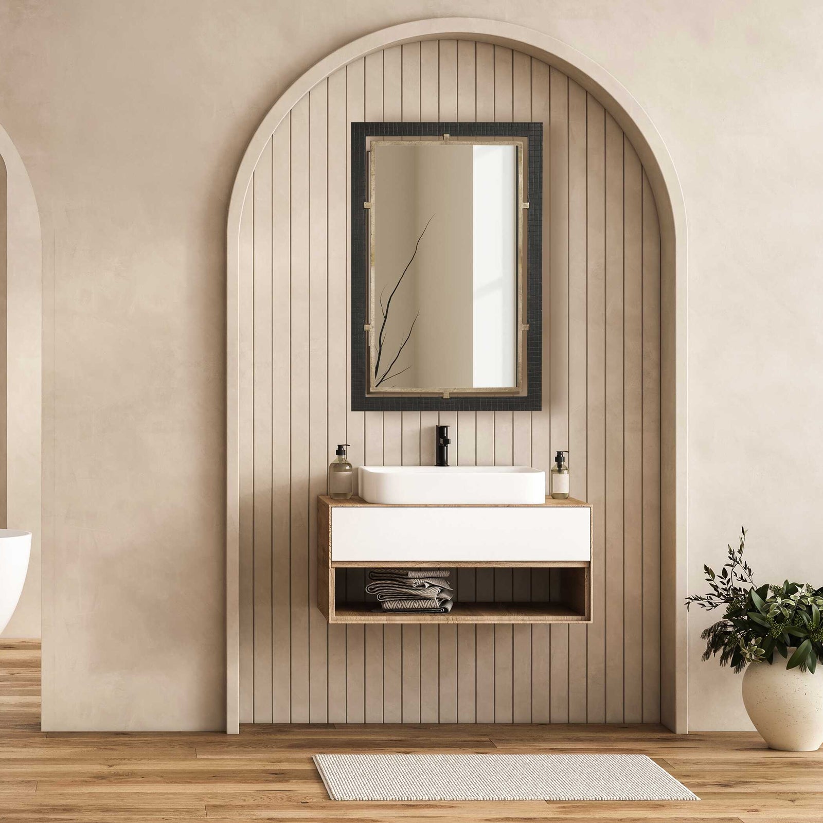 Bach Walnut & Brass Rectangle Mirror