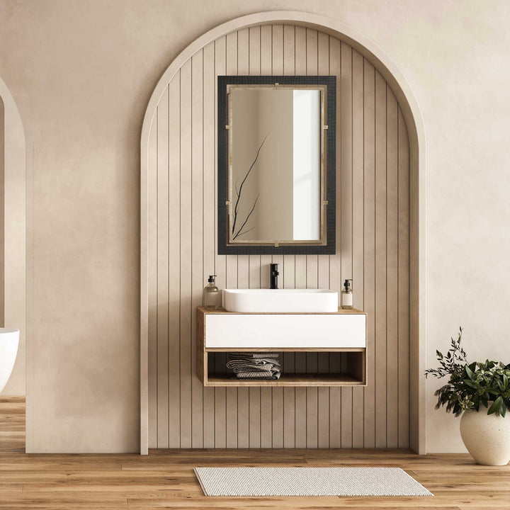 Bach Walnut & Brass Rectangle Mirror