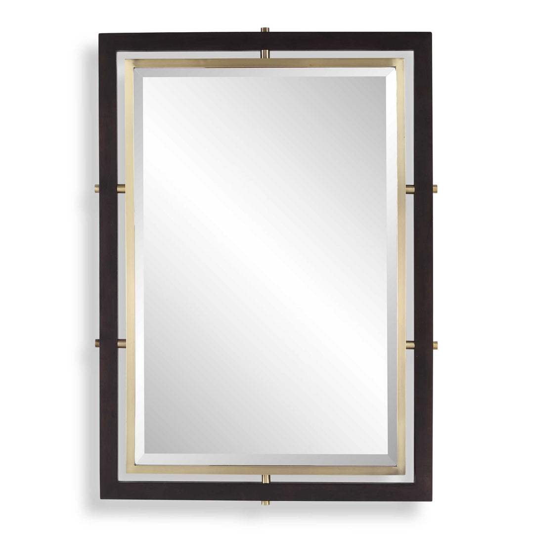 Bach Walnut & Brass Rectangle Mirror