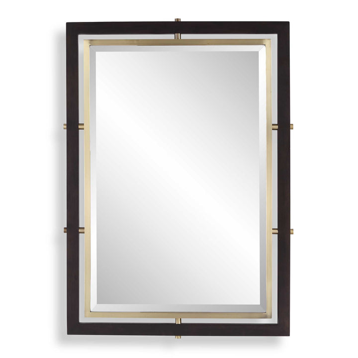 Bach Walnut & Brass Rectangle Mirror