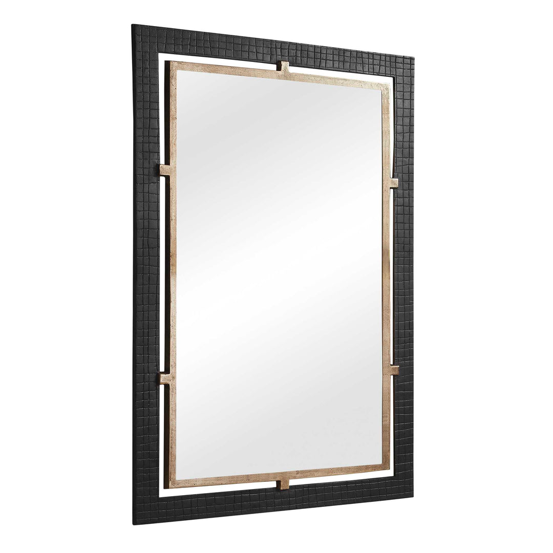 Guerra Walnut & Brass Mirror