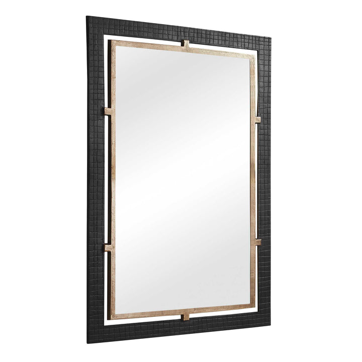 Guerra Walnut & Brass Mirror