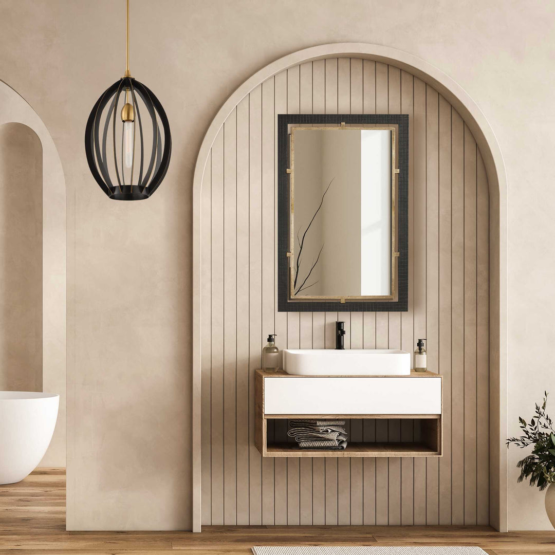 Guerra Walnut & Brass Mirror