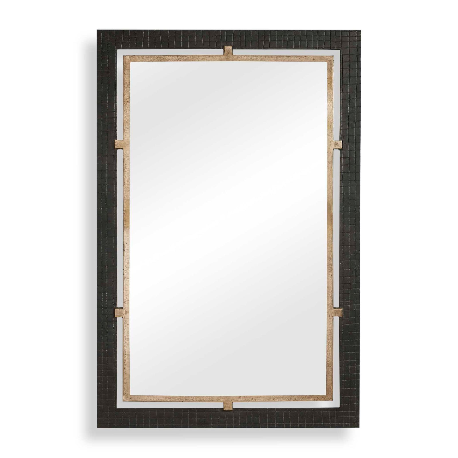 Guerra Walnut & Brass Mirror