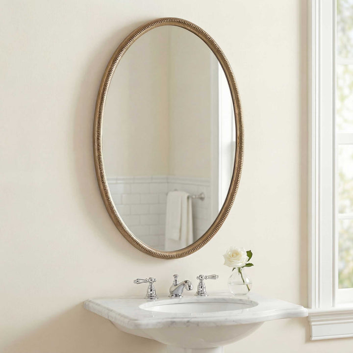 Ellis Beaded Brass Oval Mirror