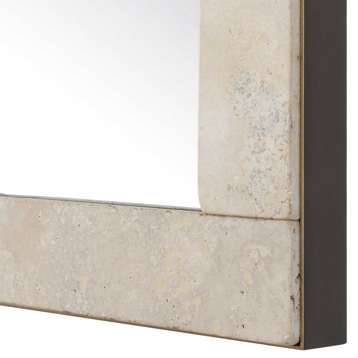 Pave Rectangular Travertine Mirror