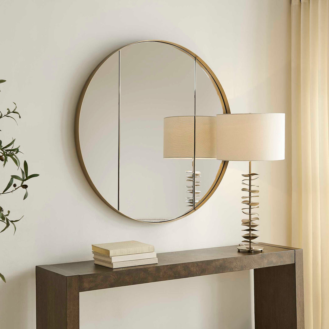Amram Antique Brass Round Mirror
