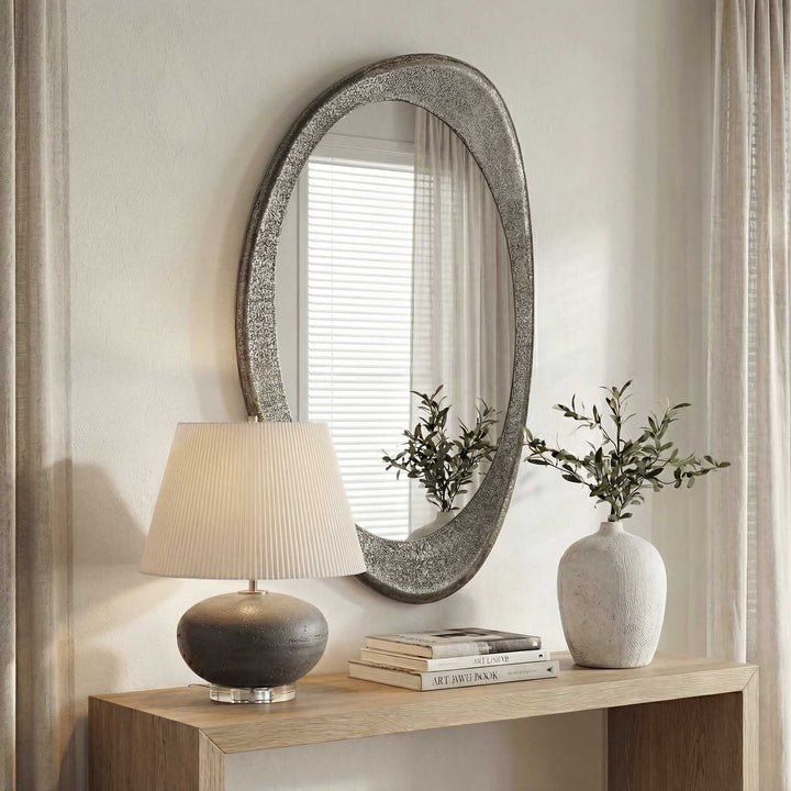 Schiller Oval Antique Nickel Mirror
