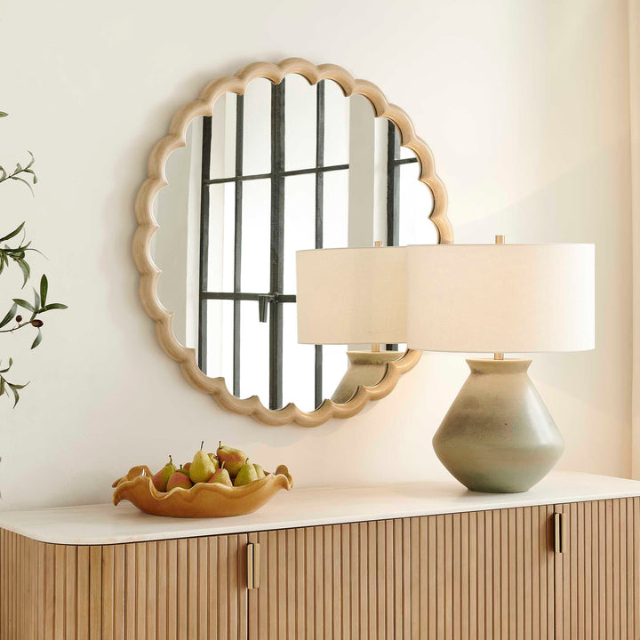 Cerrito Burnished Ivory Round Mirror