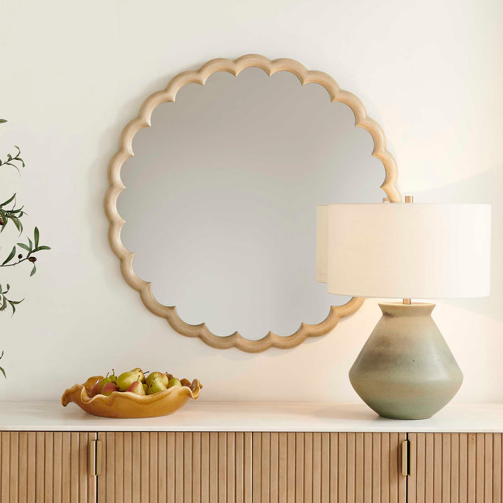 Cerrito Burnished Ivory Round Mirror