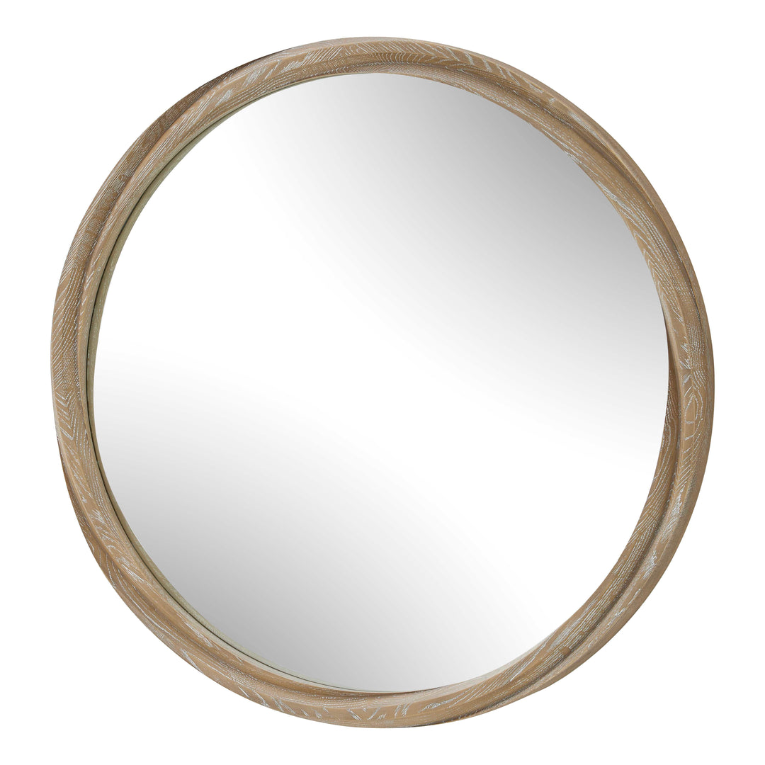 Landry Round Light Wood Mirror