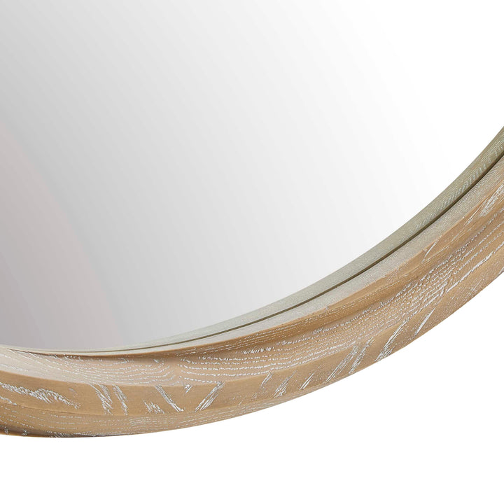 Landry Round Light Wood Mirror